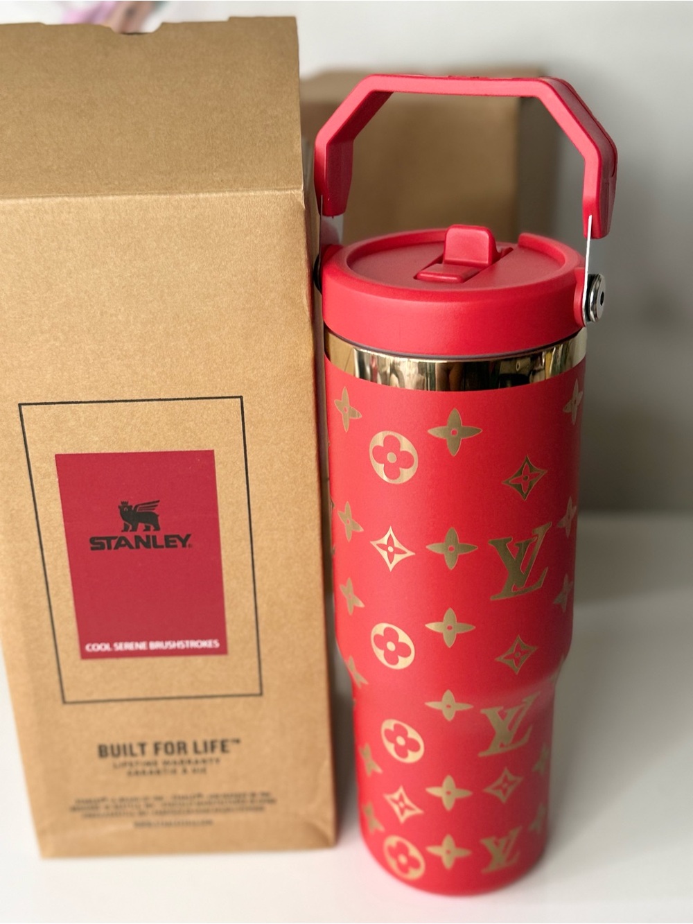 New! Stanley x Red Tumbler with Gold Monogram 30 oz - Picture 2 of 7